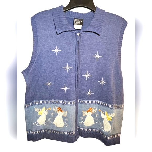Southern Lady Christmas Angels Sweater Vest - Picture 2 of 9